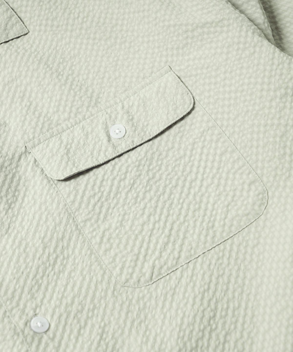 프리즘웍스(FRIZMWORKS) OPEN COLLAR SOLID SEERSUCKER SHIRT _ LIGHT KHAKI