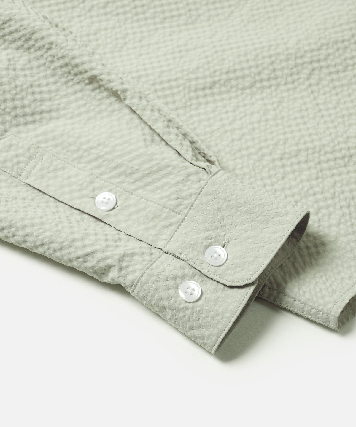 프리즘웍스(FRIZMWORKS) OPEN COLLAR SOLID SEERSUCKER SHIRT _ LIGHT KHAKI