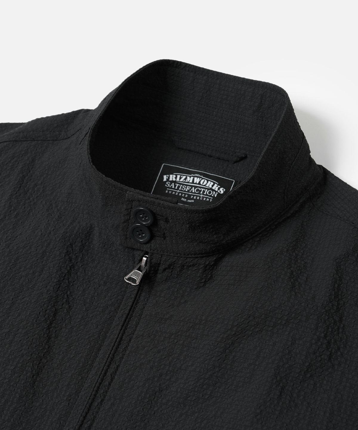 프리즘웍스(FRIZMWORKS) SEERSUCKER BUDDY HARRINGTON JACKET _ BLACK