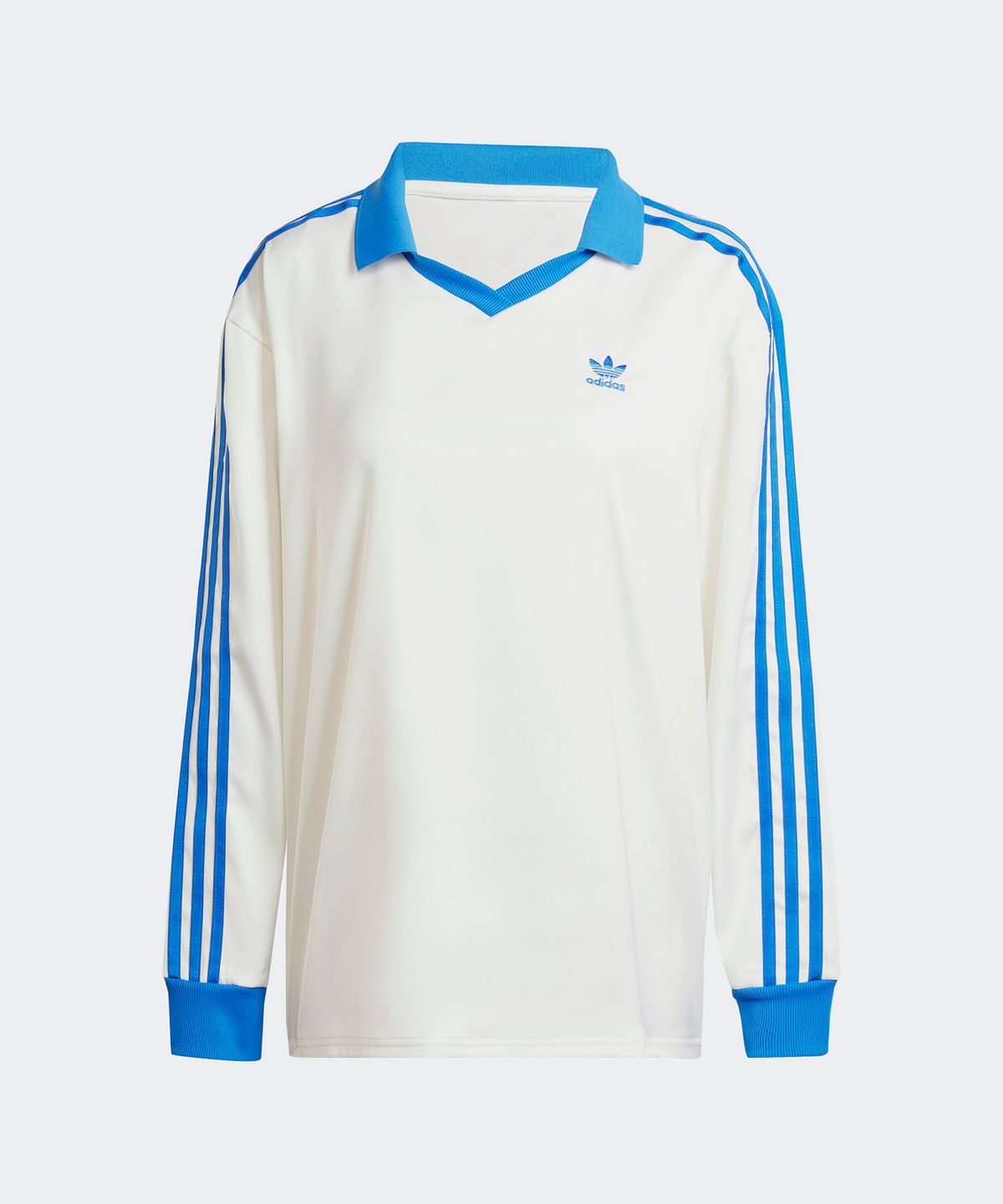 아디다스(ADIDAS) 3S 새틴 긴팔 티 - 화이트:블루 / IR6100