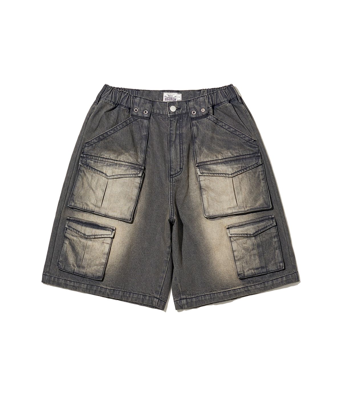 빅유니온(BIG UNION) DOUBLE POCKET SHORTS / BLACK DENIM