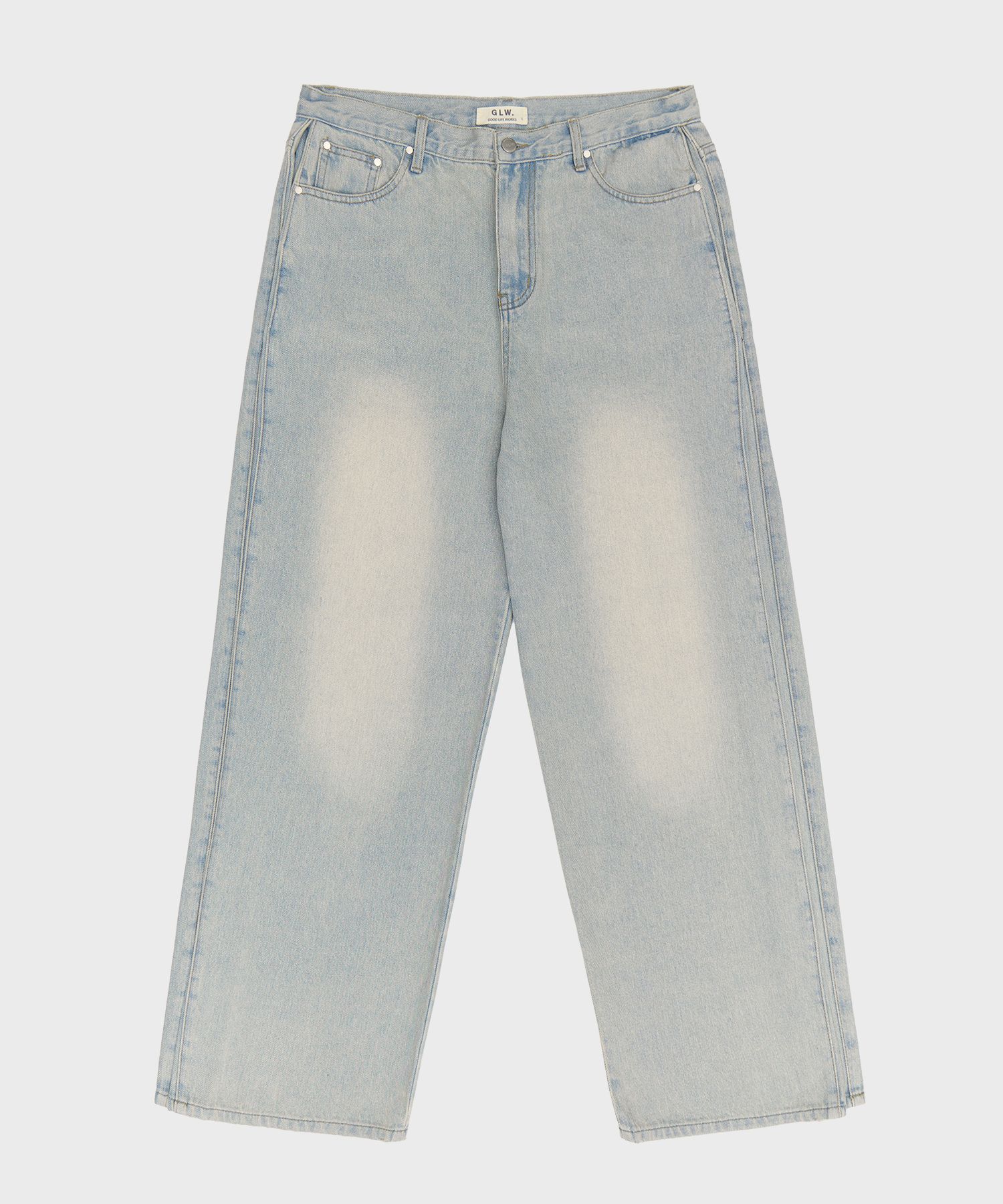 MUSINSA | GLW Wide two way side snap denim pants blue