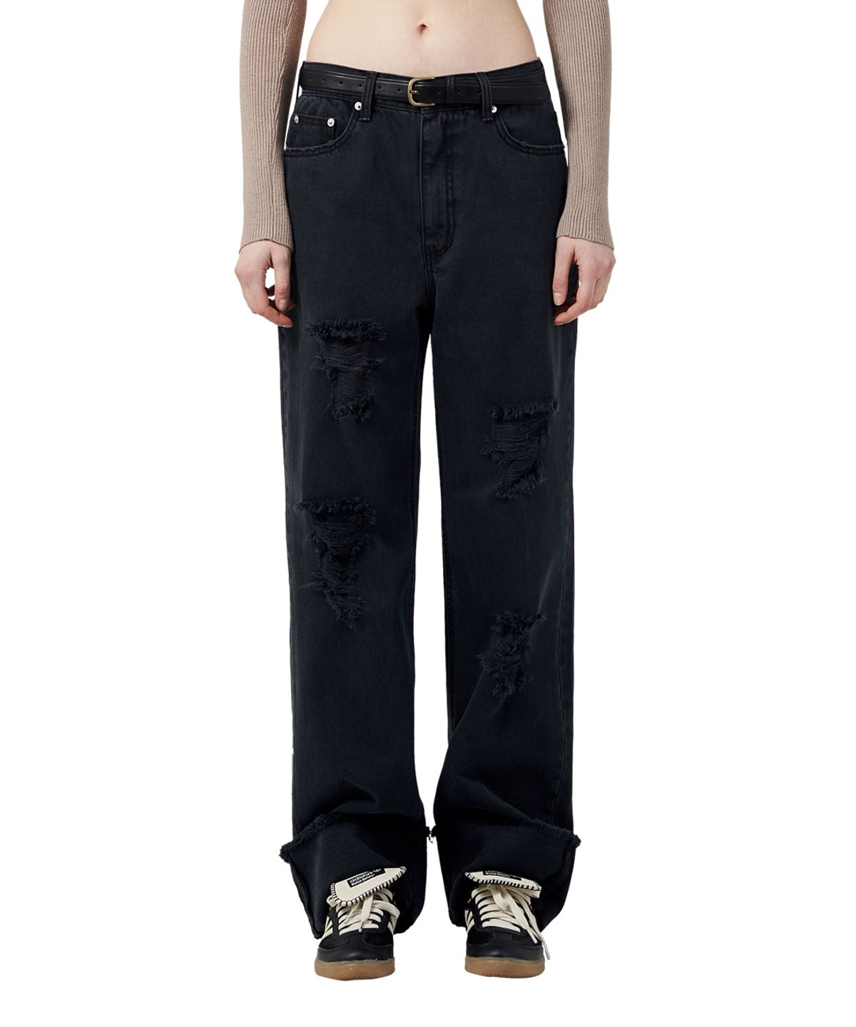 빅유니온(BIG UNION) STRAIGHT ROLL-UP PANTS / BLACK