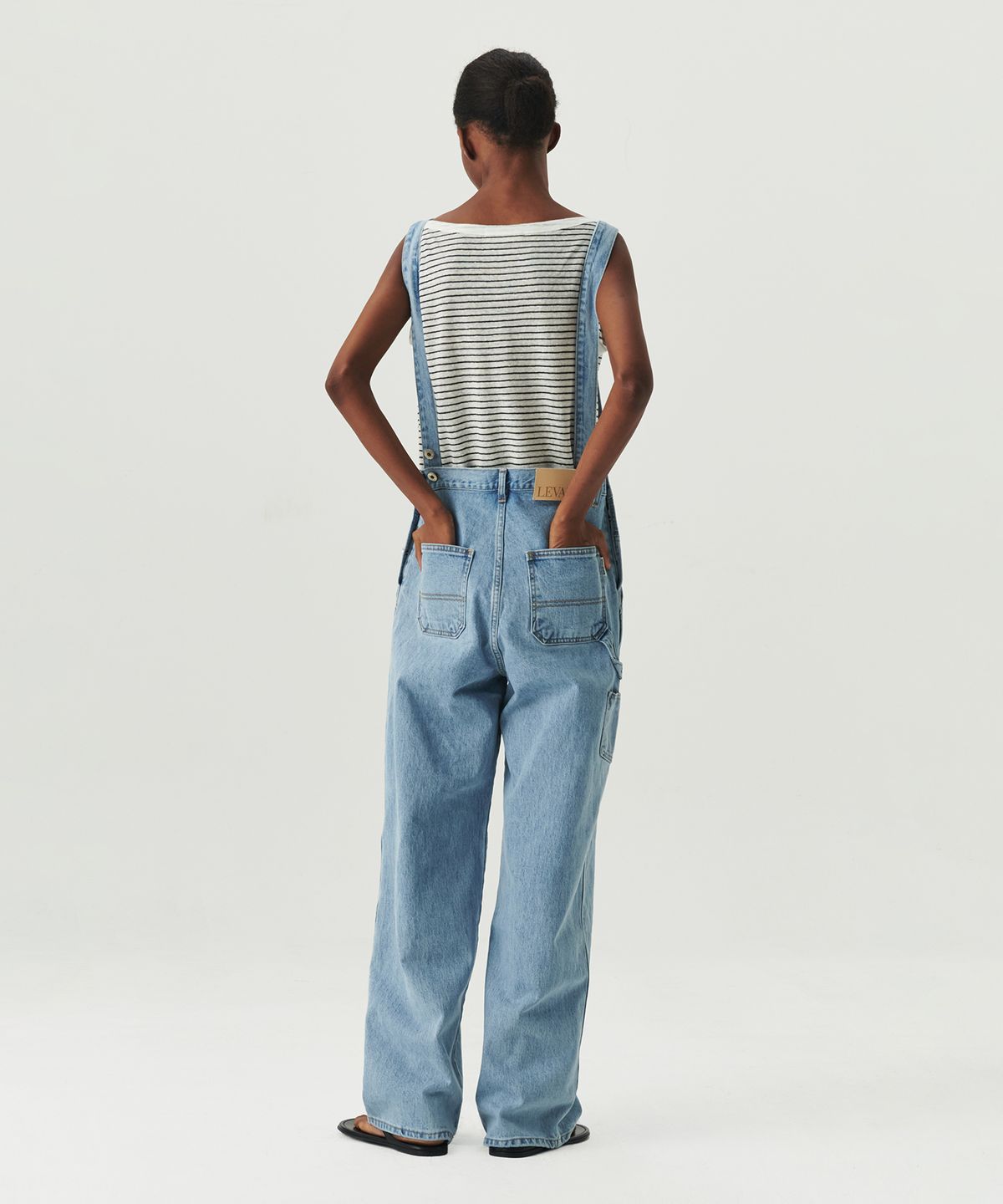 르바(LEVAR) Wide Denim Overall - Light blue