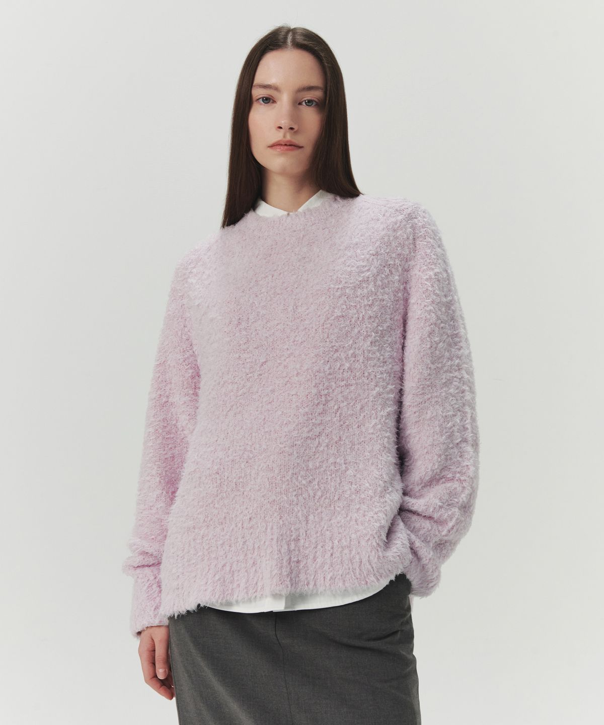 르바(LEVAR) Fluffy Round Knit - Lilac