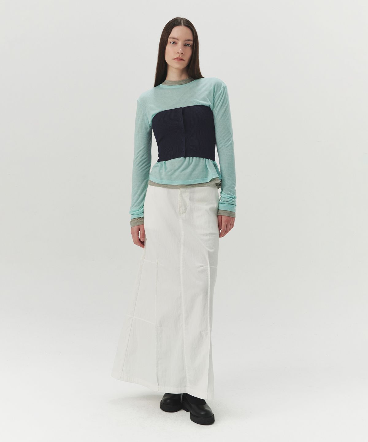 르바(LEVAR) Layered Long Sleeve T-shirt - Light mint