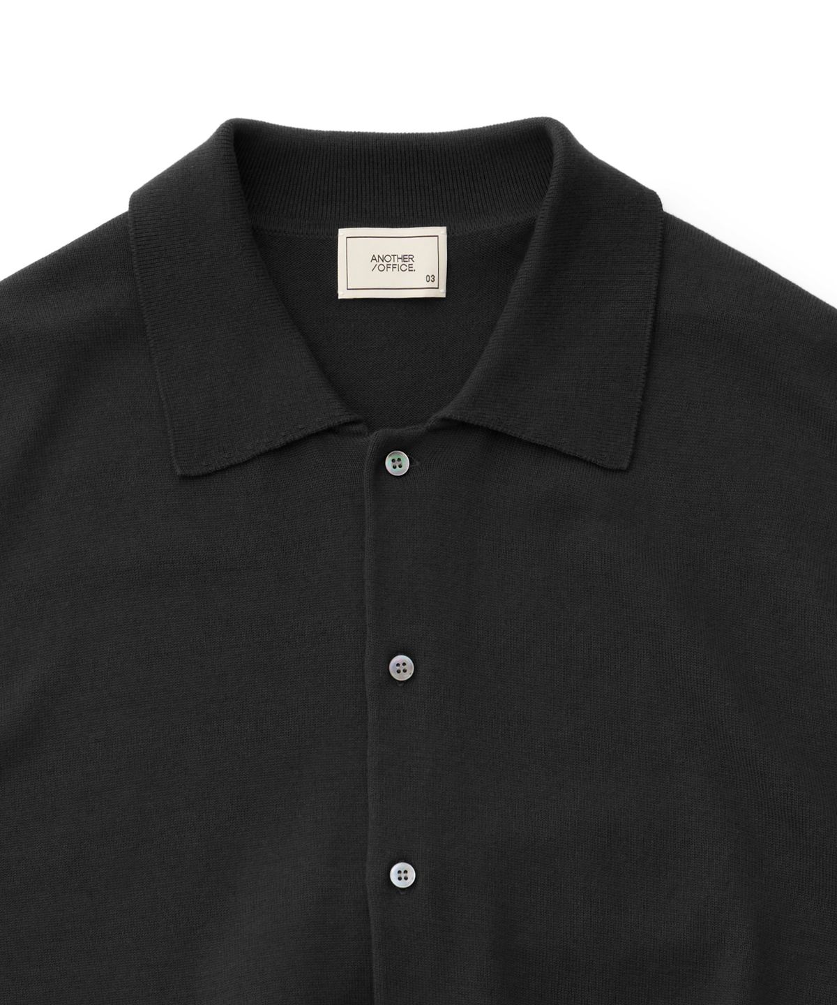 어나더 오피스(ANOTHER OFFICE) Scape Knit Polo Cardigan (Black)