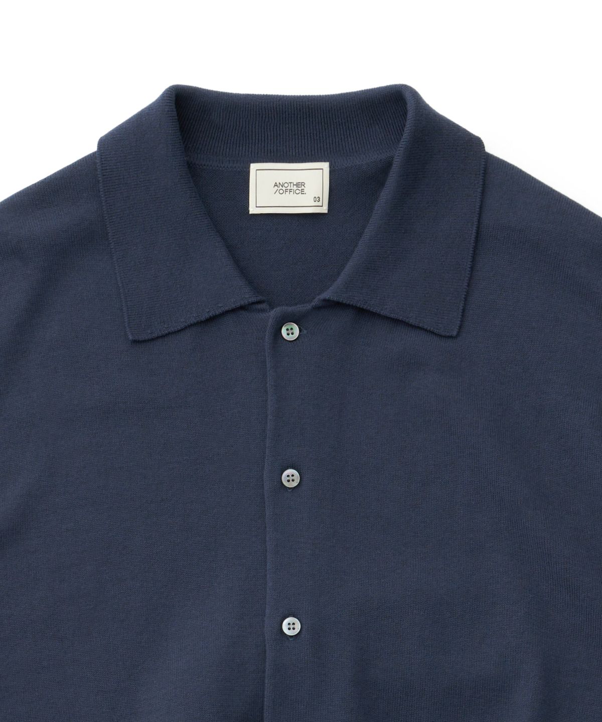 어나더 오피스(ANOTHER OFFICE) Scape Knit Polo Cardigan (Deep Navy)
