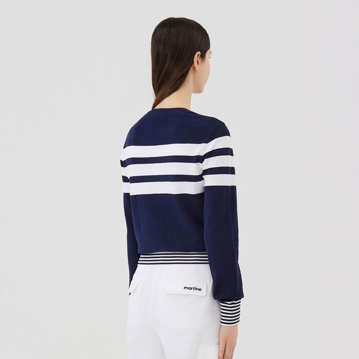 마틴골프(MARTINE GOLF) Stripe Boat Neck Knit_Navy