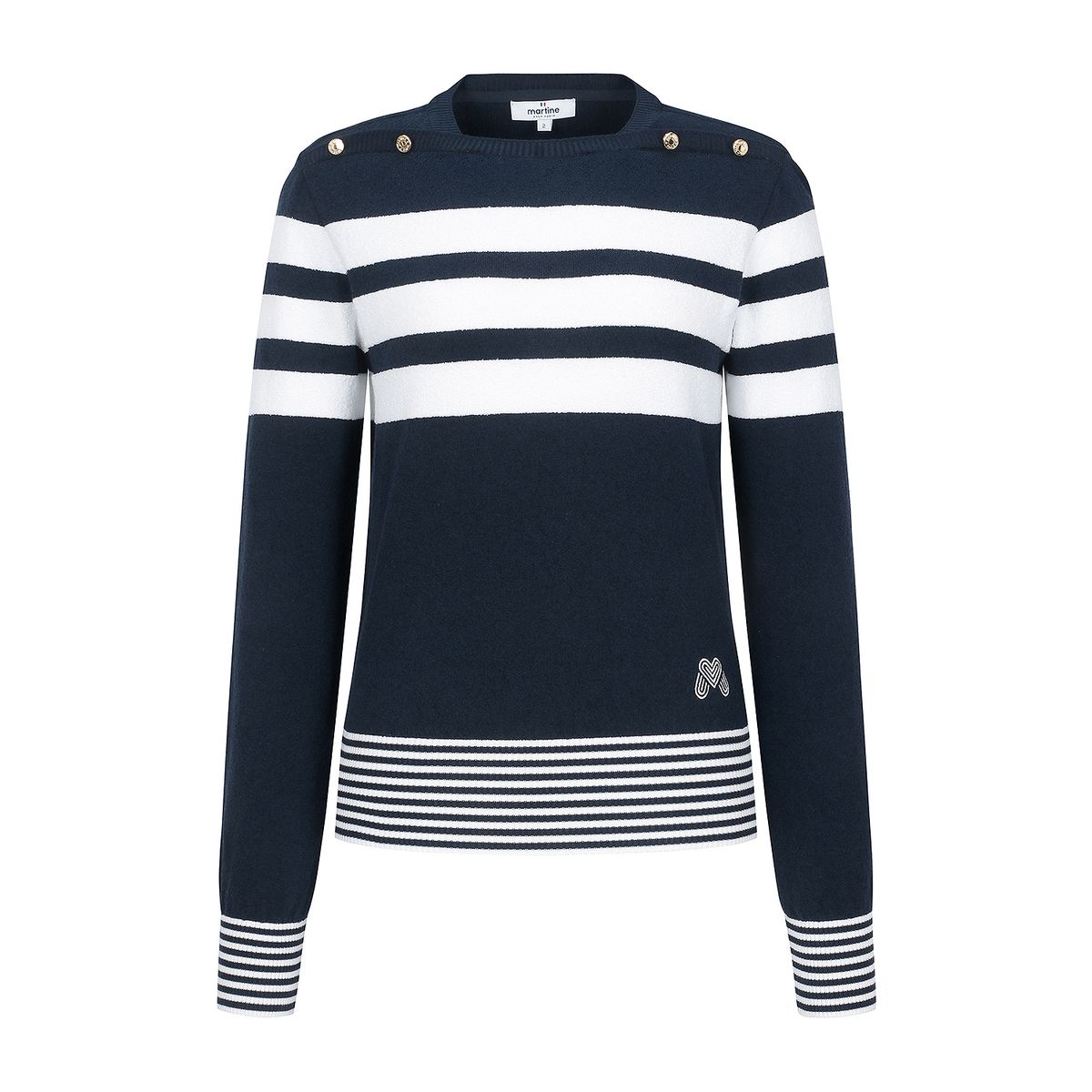 마틴골프(MARTINE GOLF) Stripe Boat Neck Knit_Navy