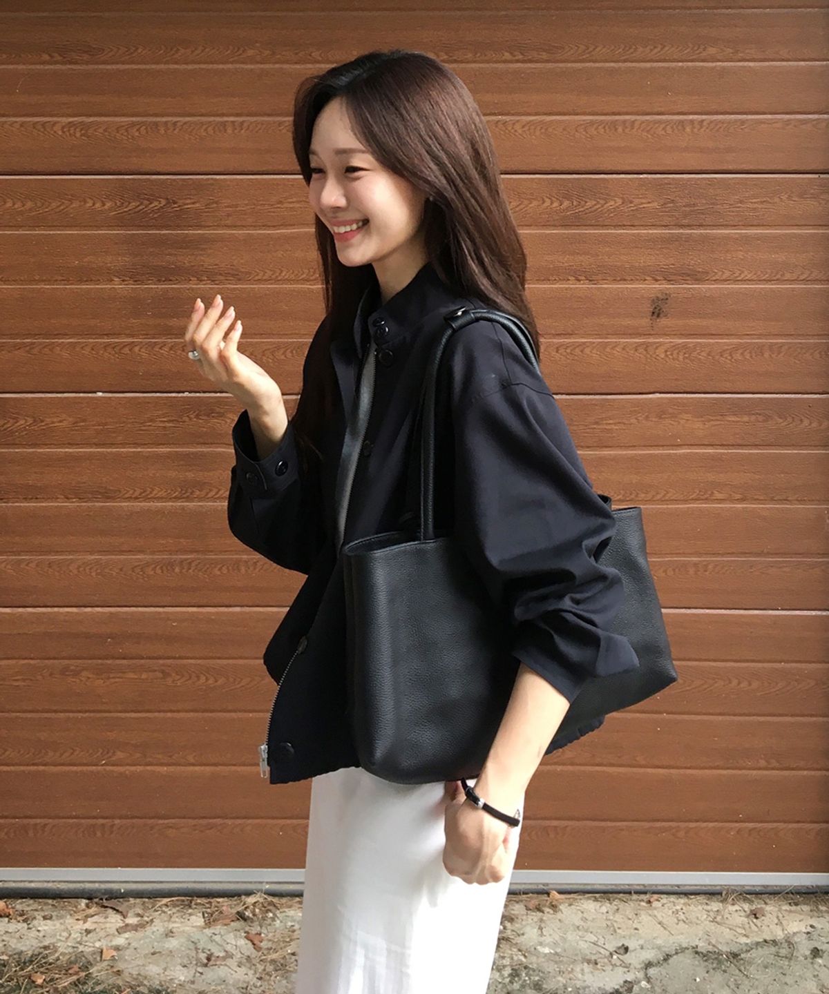 링서울(LINGSEOUL) soft shirring blouson jacket-deep navy