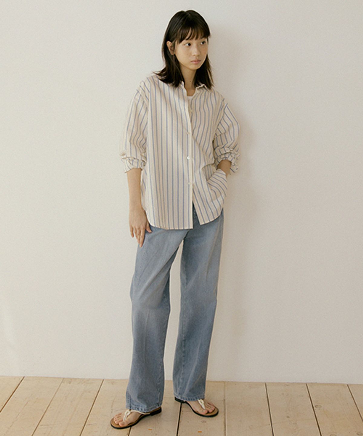 링서울(LINGSEOUL) stripe poplin shirt-cream