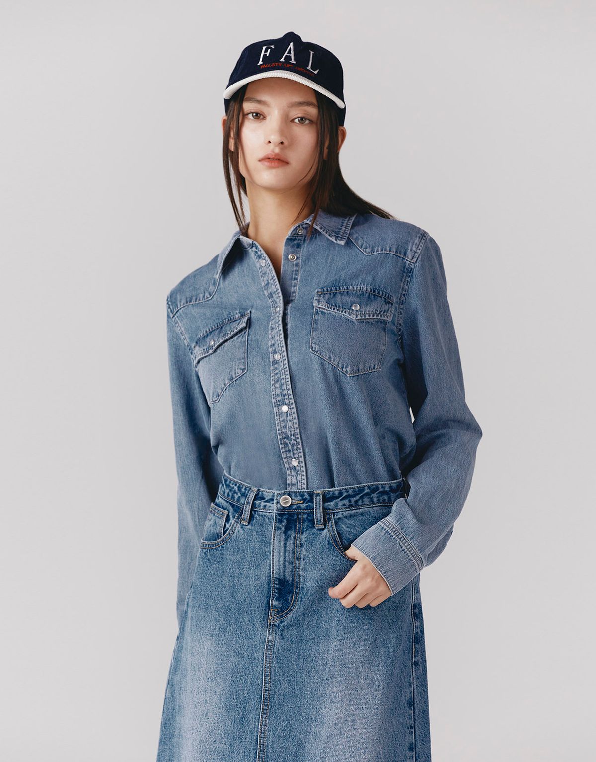 지오다노(GIORDANO) 웨스턴 데님 셔츠 344505 [2color]