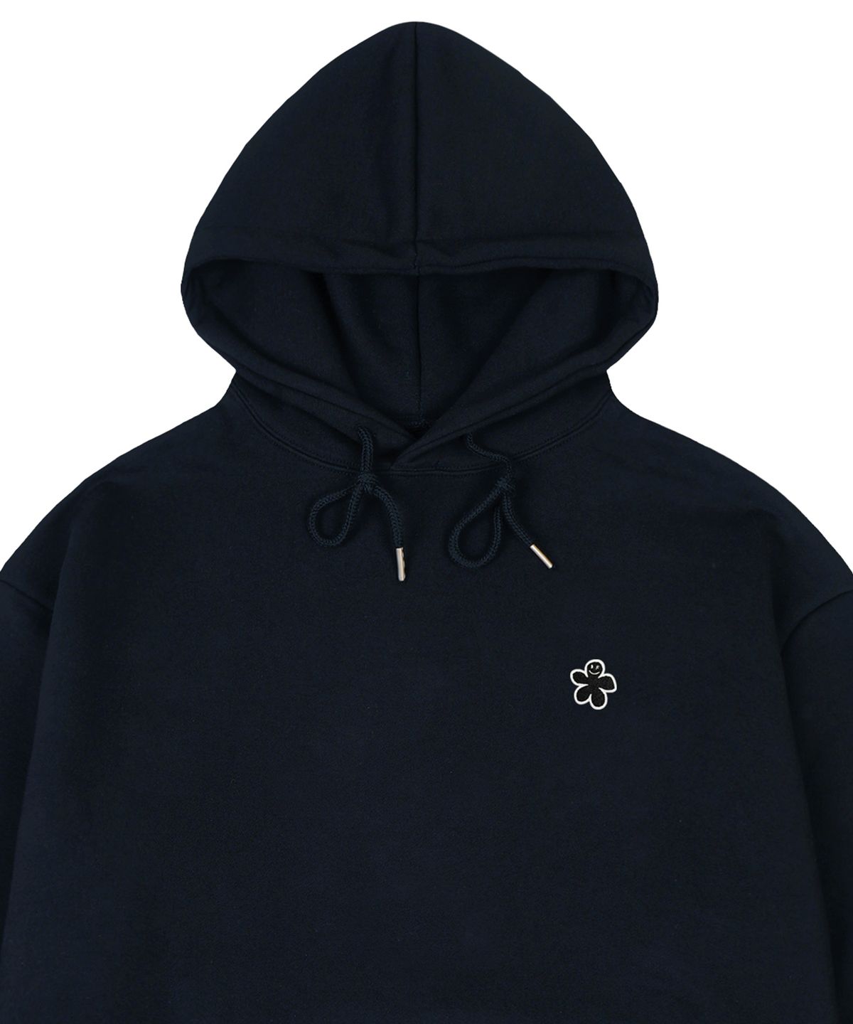 그레이버(GRAVER) [UNISEX]블랙 오드플라워 자수 후드티_네이비