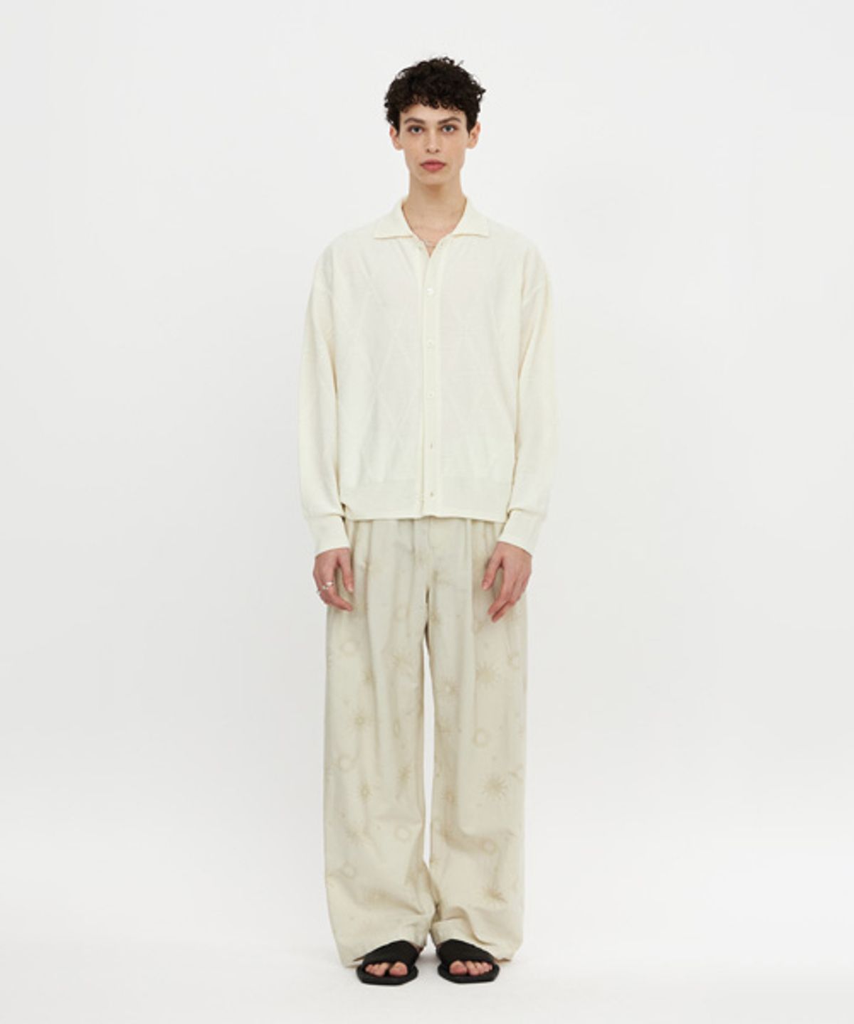 유스(YOUTH) Fringe Knit Collar Cardigan - Ivory