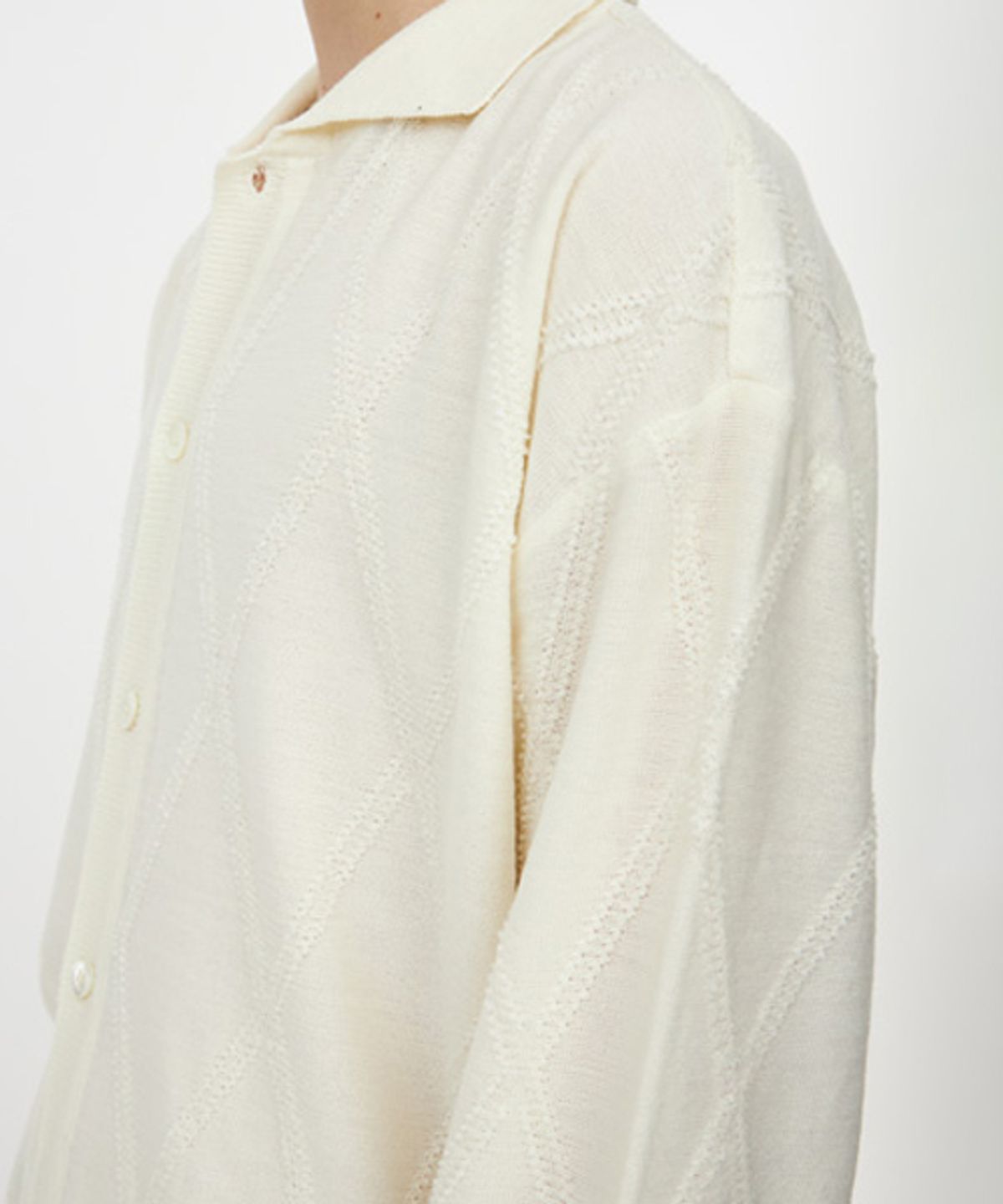 유스(YOUTH) Fringe Knit Collar Cardigan - Ivory