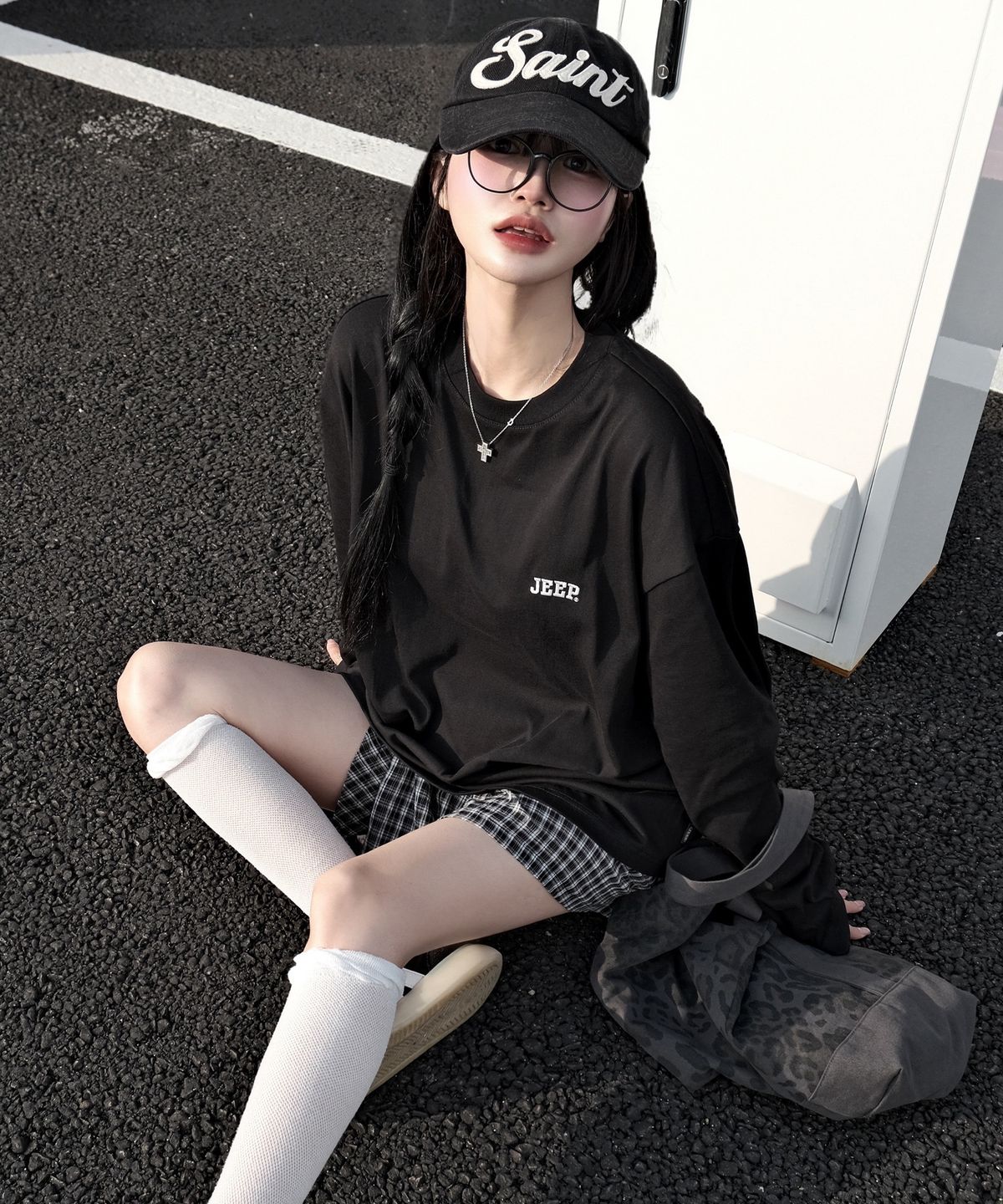 지프(JEEP) [2PACK] 16수 싱글 베이직 빅로고 롱슬리브 티셔츠 (JQ5TSU754BK)