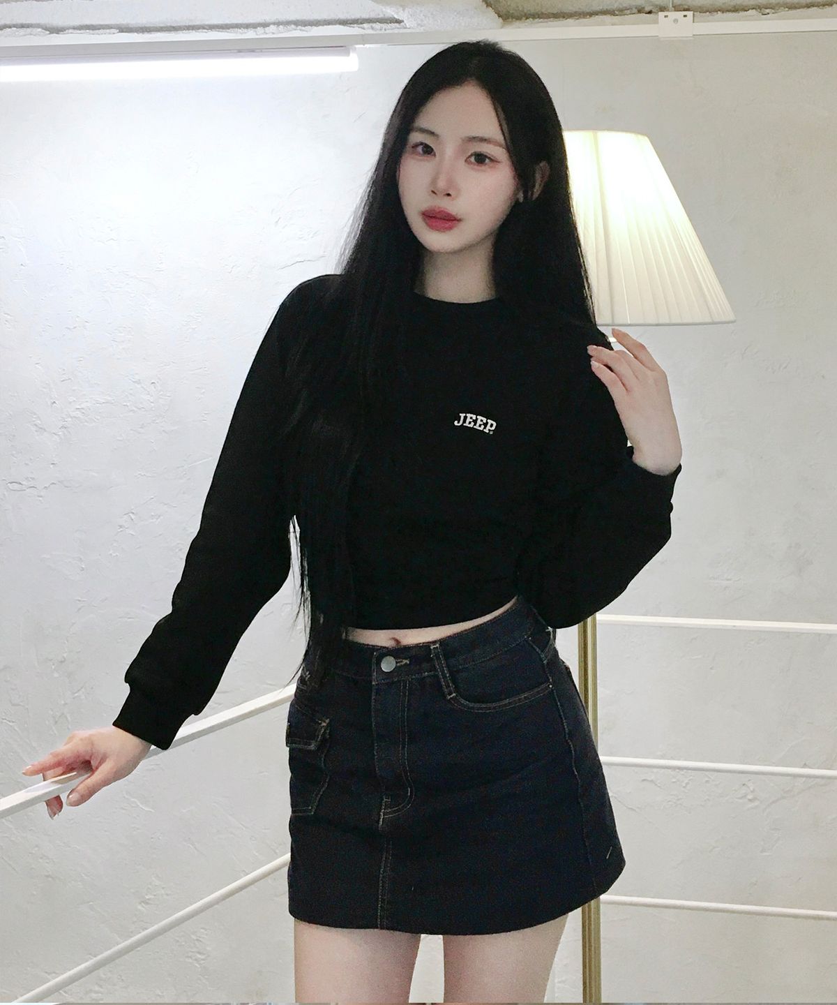 지프(JEEP) [2PACK] 16수 싱글 베이직 빅로고 롱슬리브 티셔츠 (JQ5TSU754BK)