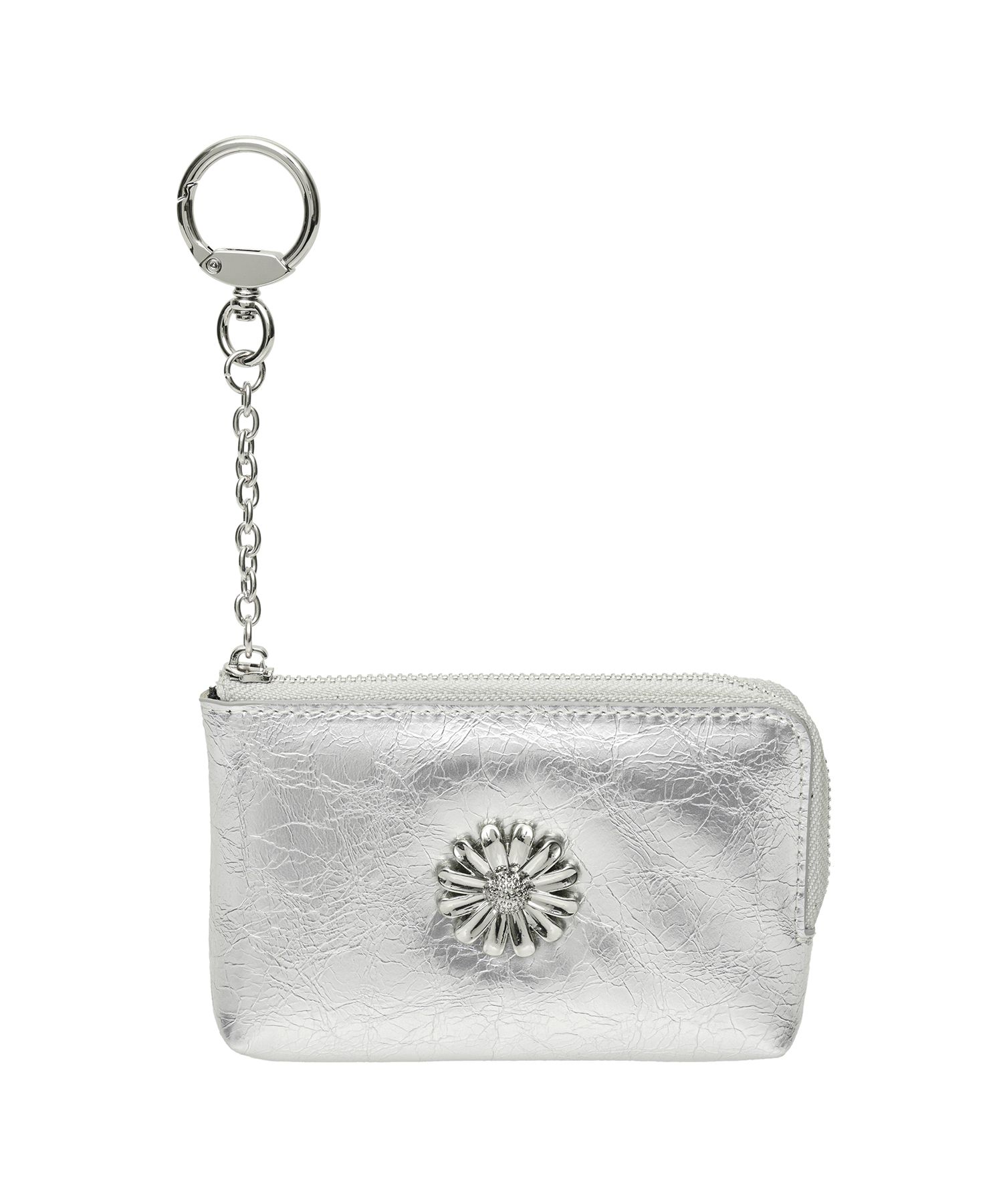 【LE MASQUE】Daisy keyring coin zipper card wallet Daisy Keyring Coin Zipper Card Wallet Pouch Black - LE