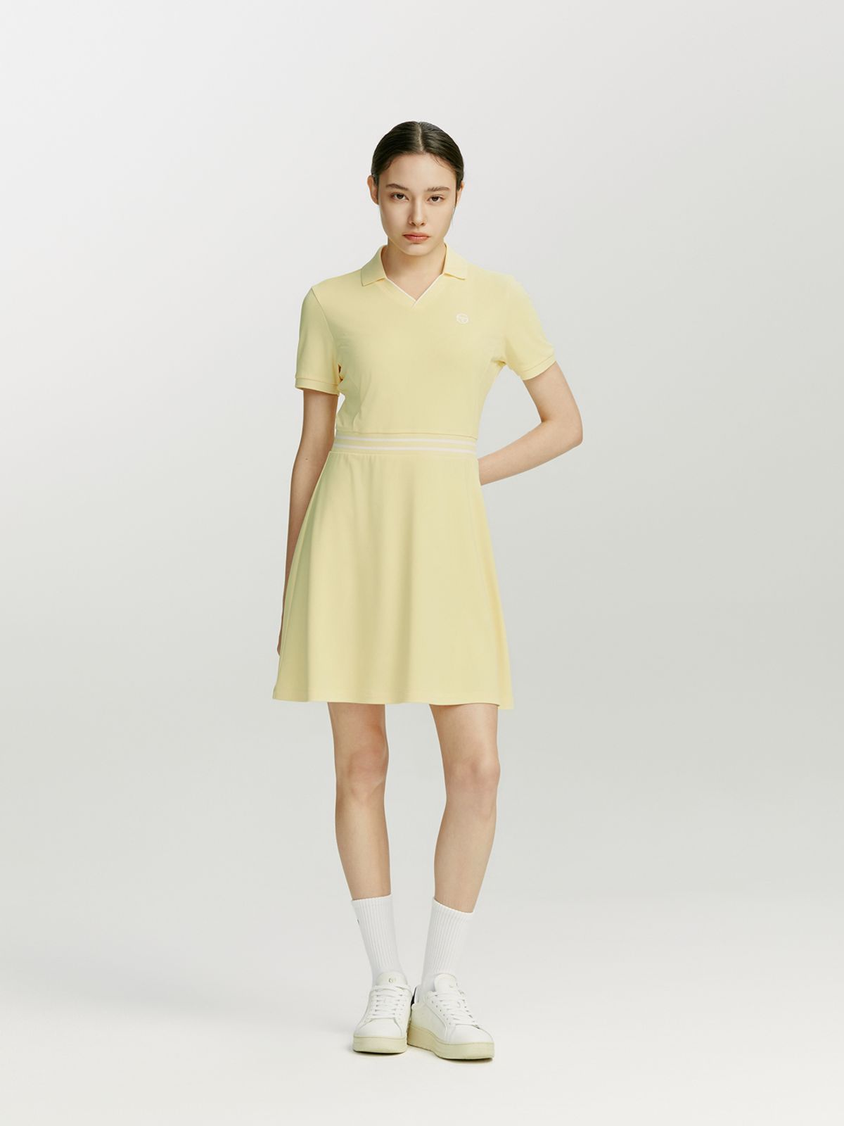 세르지오 타키니(SERGIO TACCHINI) W 에센셜 피케 카라브이넥 반팔 드레스 (Yellow)