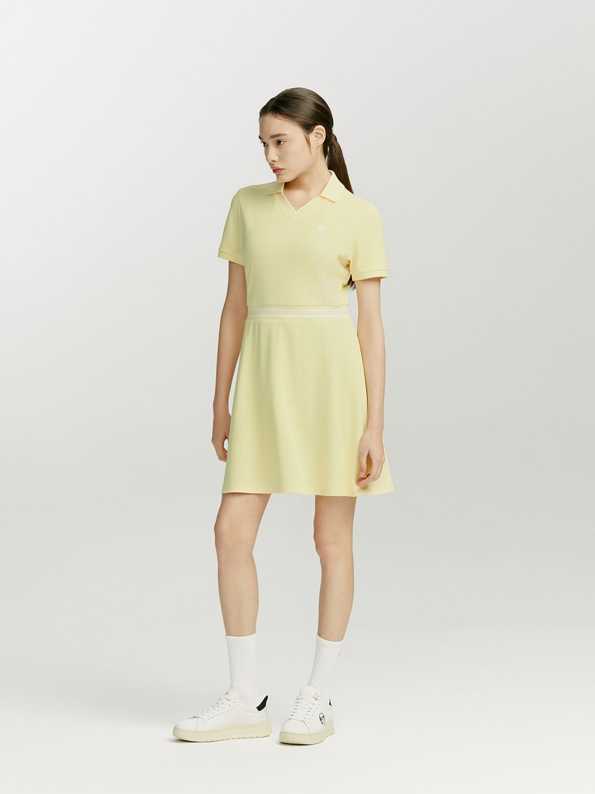 세르지오 타키니(SERGIO TACCHINI) W 에센셜 피케 카라브이넥 반팔 드레스 (Yellow)