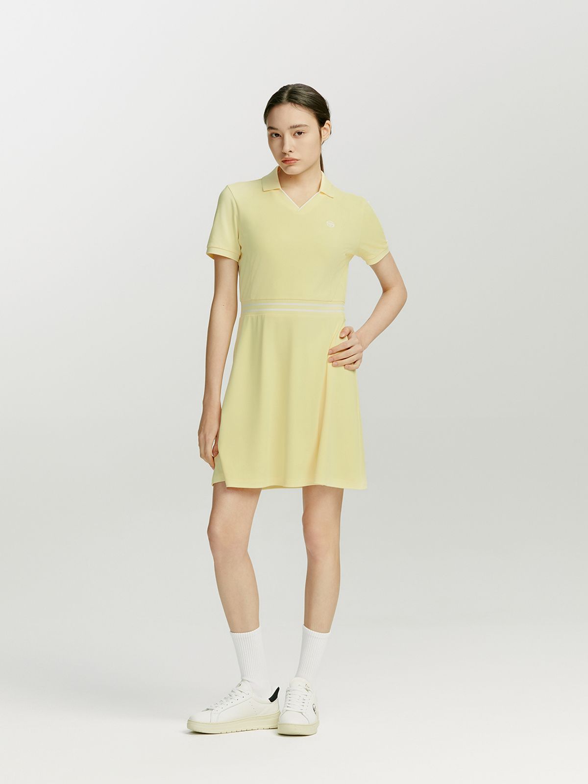 세르지오 타키니(SERGIO TACCHINI) W 에센셜 피케 카라브이넥 반팔 드레스 (Yellow)