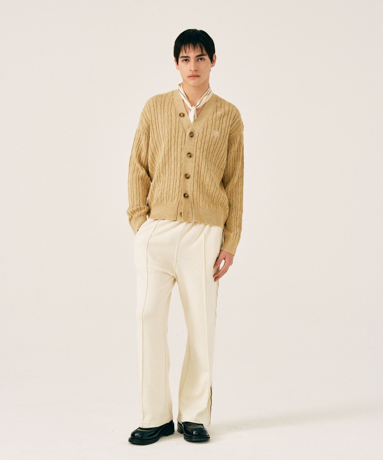 ◆SATUR◆ Faro oversized cable cardigan organic beige SA241U MUSINSA | SATUR Faro oversized cable cardigan organic beige