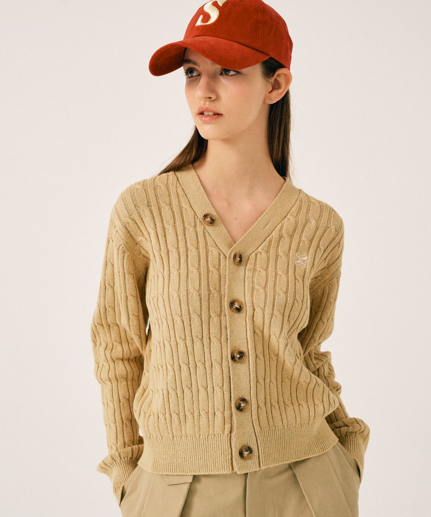 ◆SATUR◆ Faro oversized cable cardigan organic beige SA241U MUSINSA | SATUR Faro oversized cable cardigan organic beige