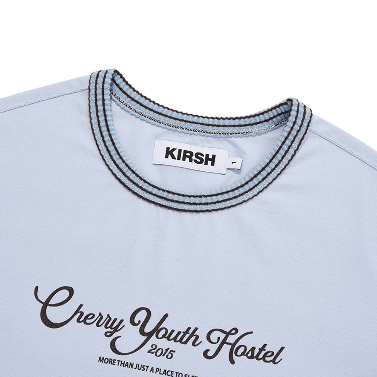 키르시(KIRSH) 컬러 콤비네이션 크롭 티셔츠 [스카이]
