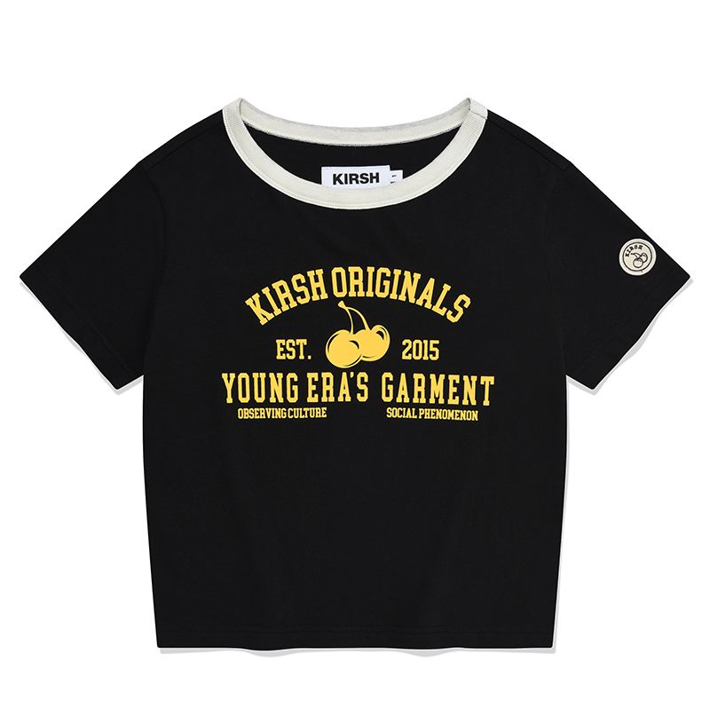 ☆KIRSH☆ Youth Hostel Graphic Semi Crop T-Shirt Ivory さらに100円引き◇KIRSH YOUTHHOSTEL GRAPHIC SEMI CROP T-SHIRT