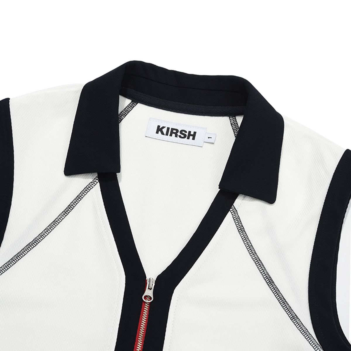 키르시(KIRSH) 풀 오픈 피케 슬리브리스 [화이트]
