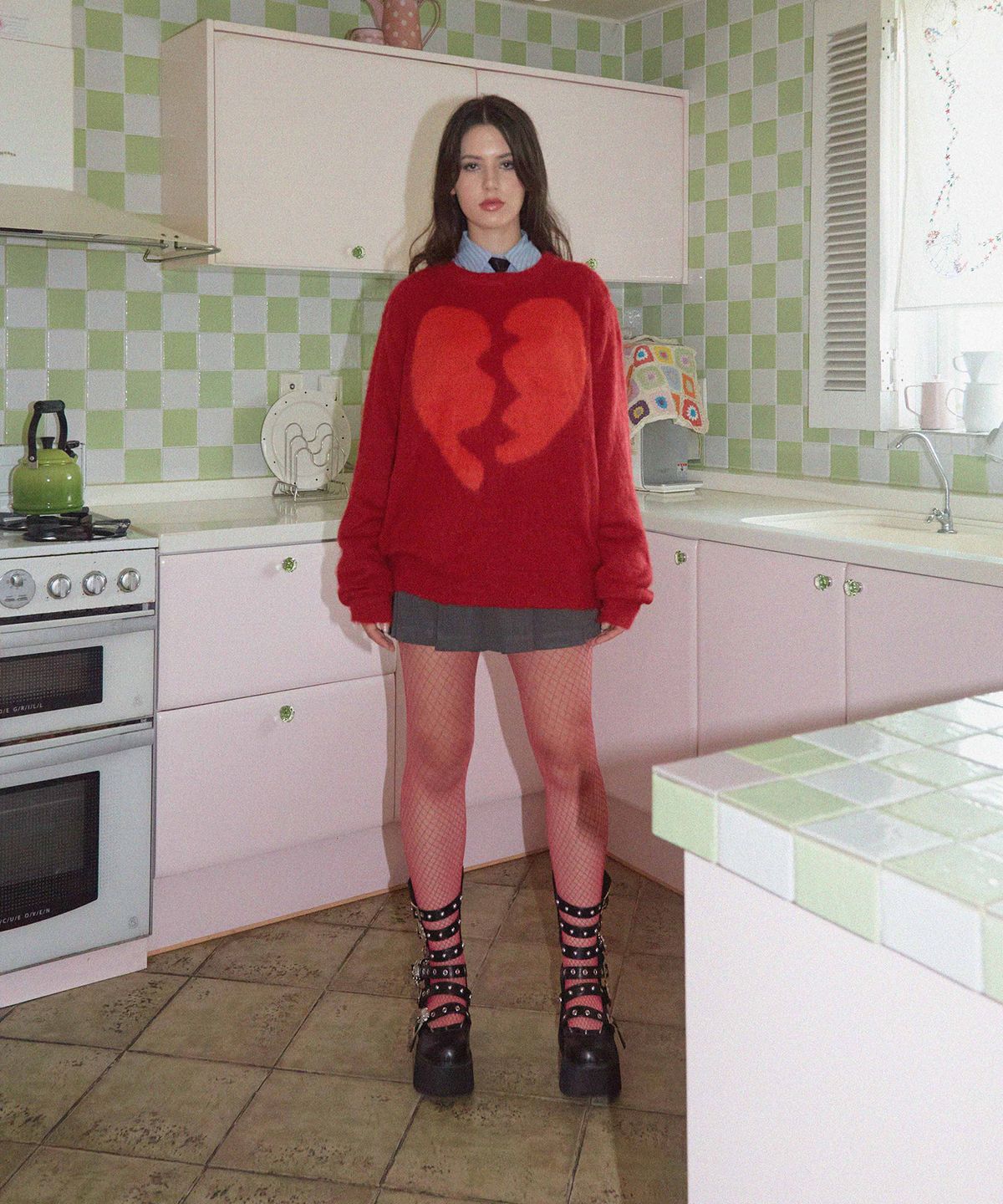 카터(KATER) Broken Heart Knit - BURGUNDY
