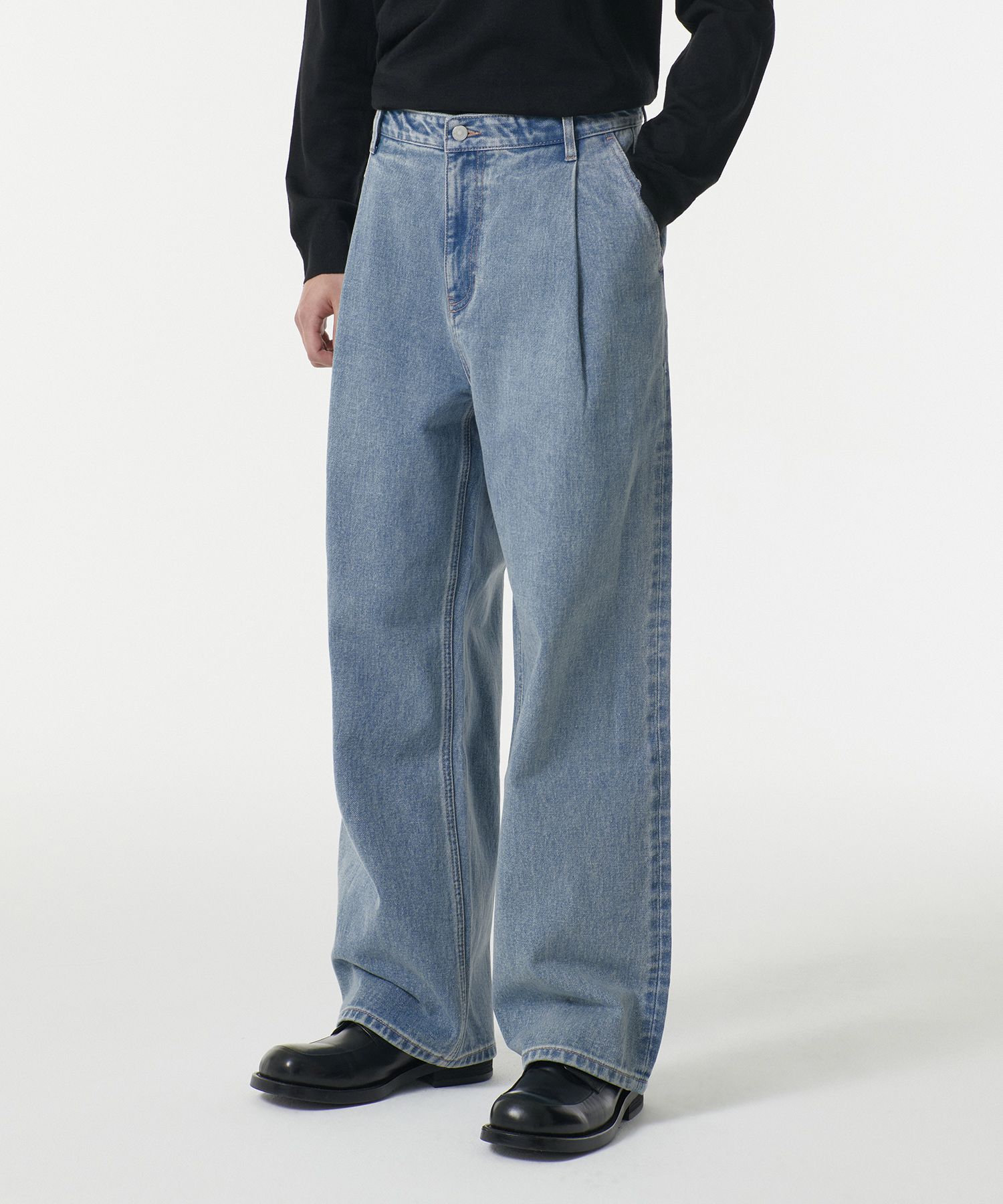 MUSINSA公式 | MUSINSA STANDARD ディープタックワイドデニムパンツ 