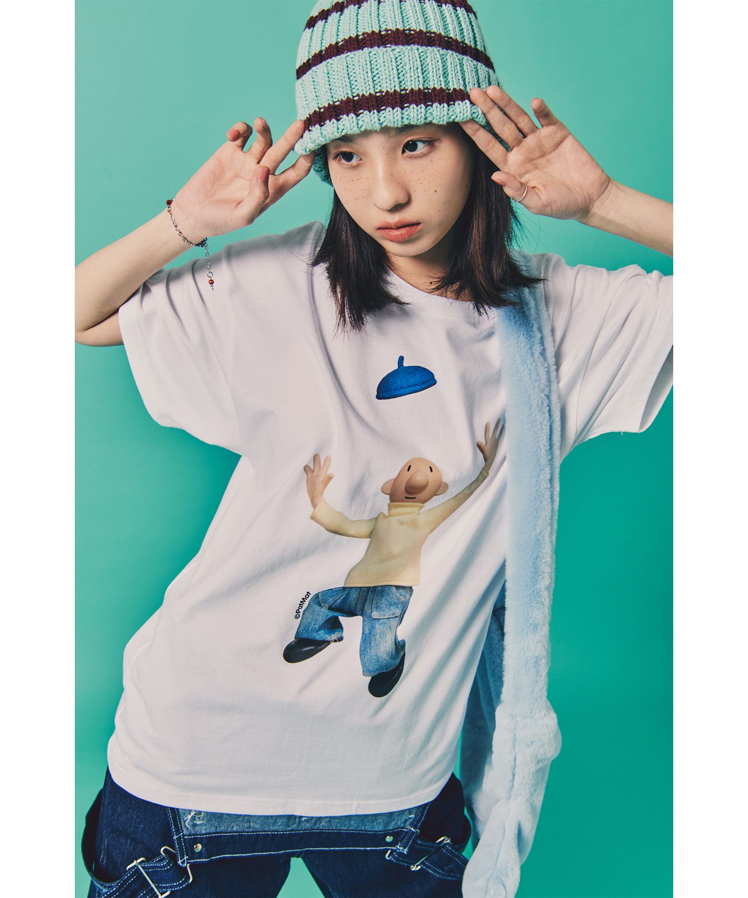 Tシャツ・カットソー LAUGHER PATMAT Wow Pat T-Shirt White PM20 MUSINSA | LAUGHER [PAT&MAT] Wow, pat T-shirt. - White