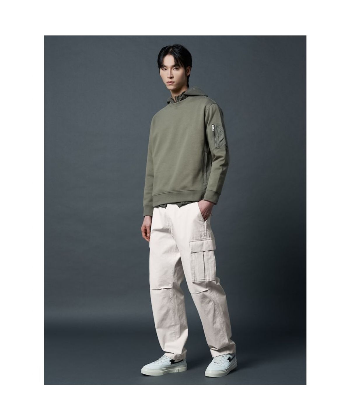 시프트지(SHIFT.G) Semi Wide Cargo Pants - Ivory