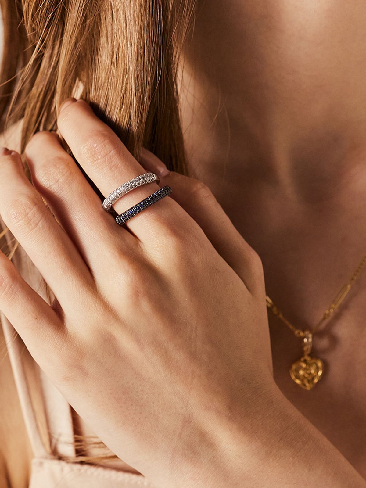 소수(SOSOO) [set] Cubic Line Layered Ring 큐빅 라인 레이어드 반지