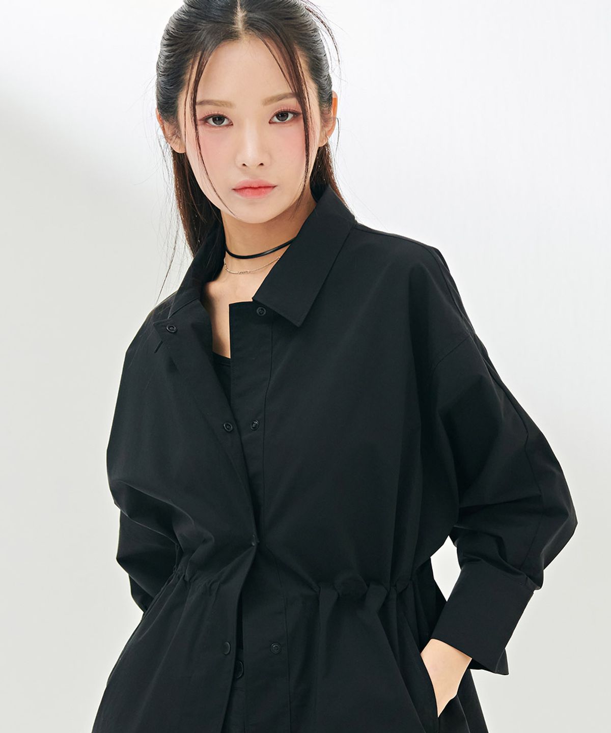 체이스컬트(CHASECULT) 여성 오픈카라 자켓형 7부 셔츠-DARG5465B03