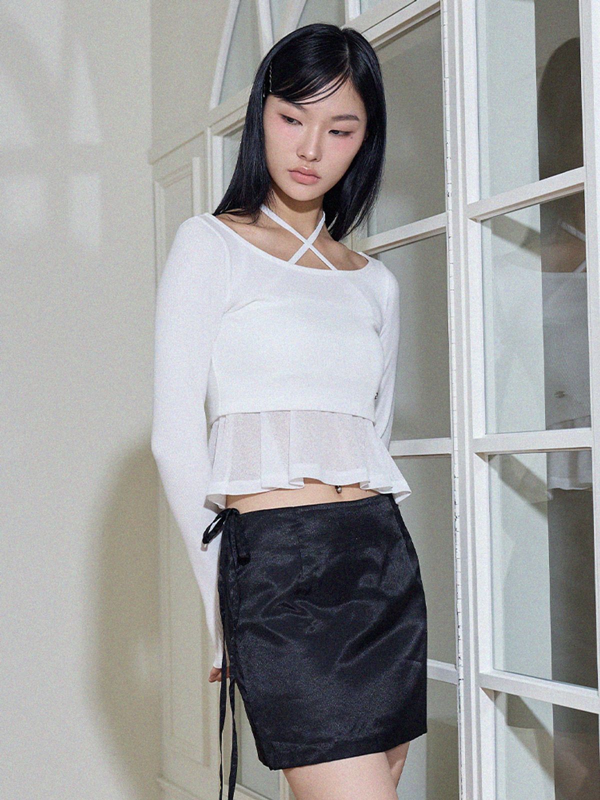 아이토브 서울(ITOV SEOUL) 레이어드 크롭 티셔츠 WH