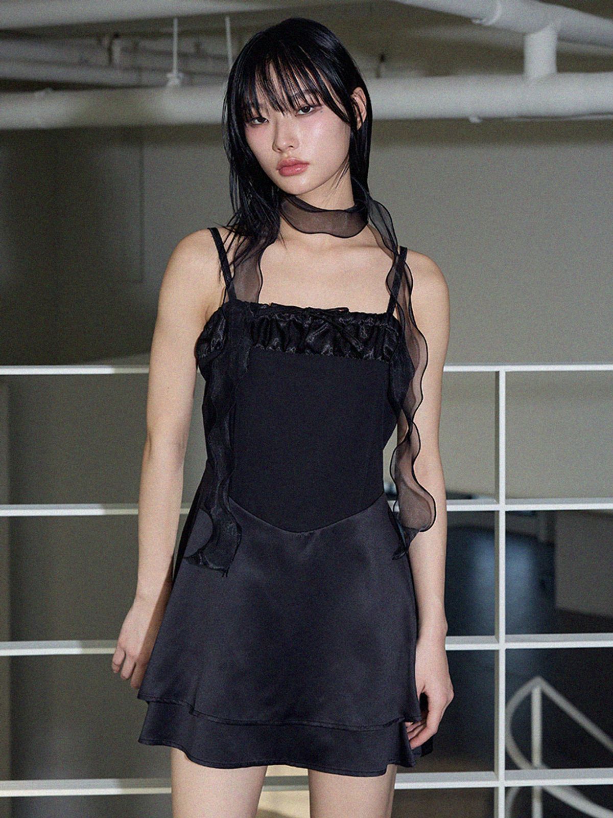 아이토브 서울(ITOV SEOUL) 더블 플레어 미니원피스 BK