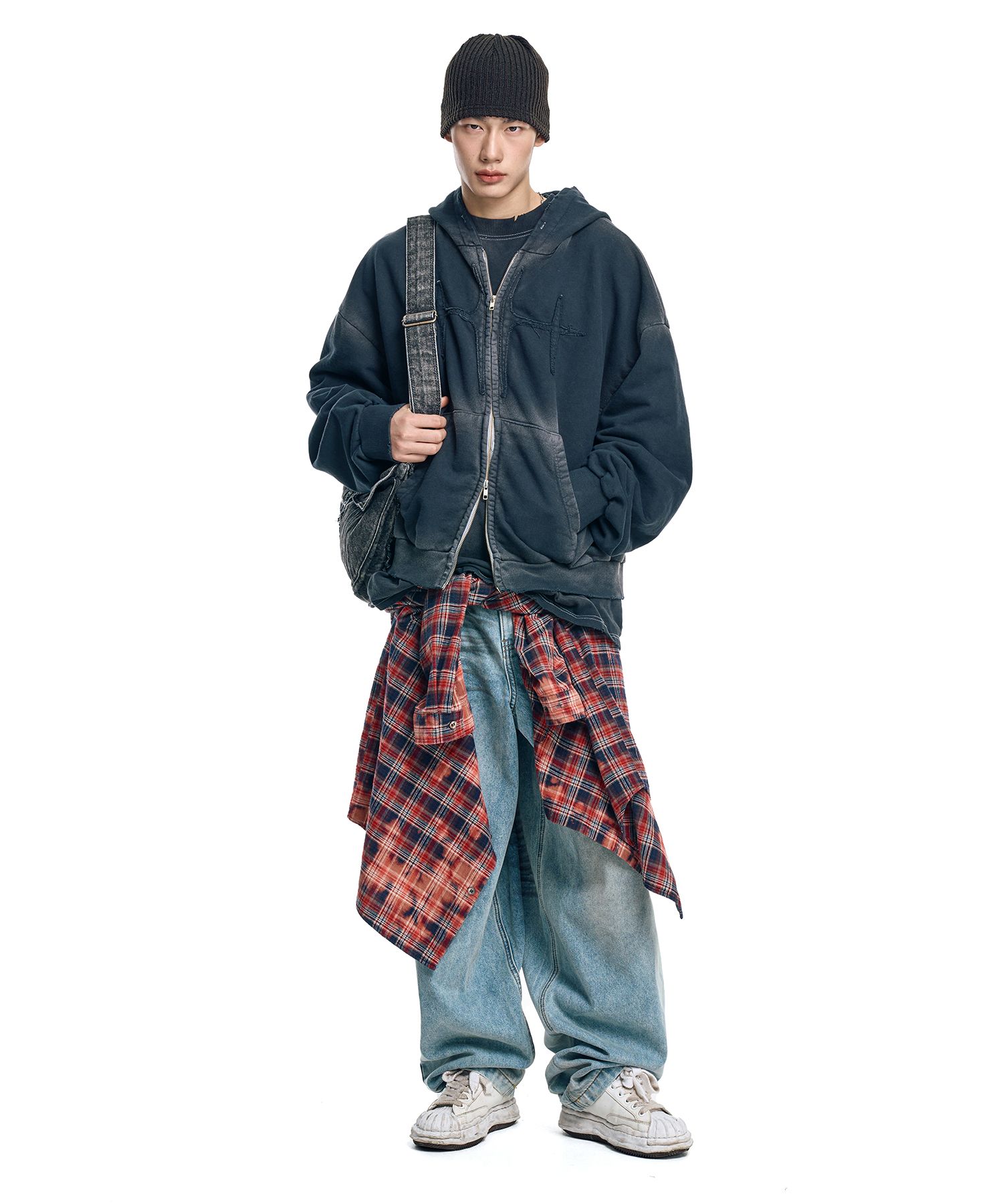 【EASY NO EASY】Washed patch overfit hooded zip-up★男女兼用 MUSINSA | EASY NO EASY Washed Patch Overfit Hooded Zip-Up