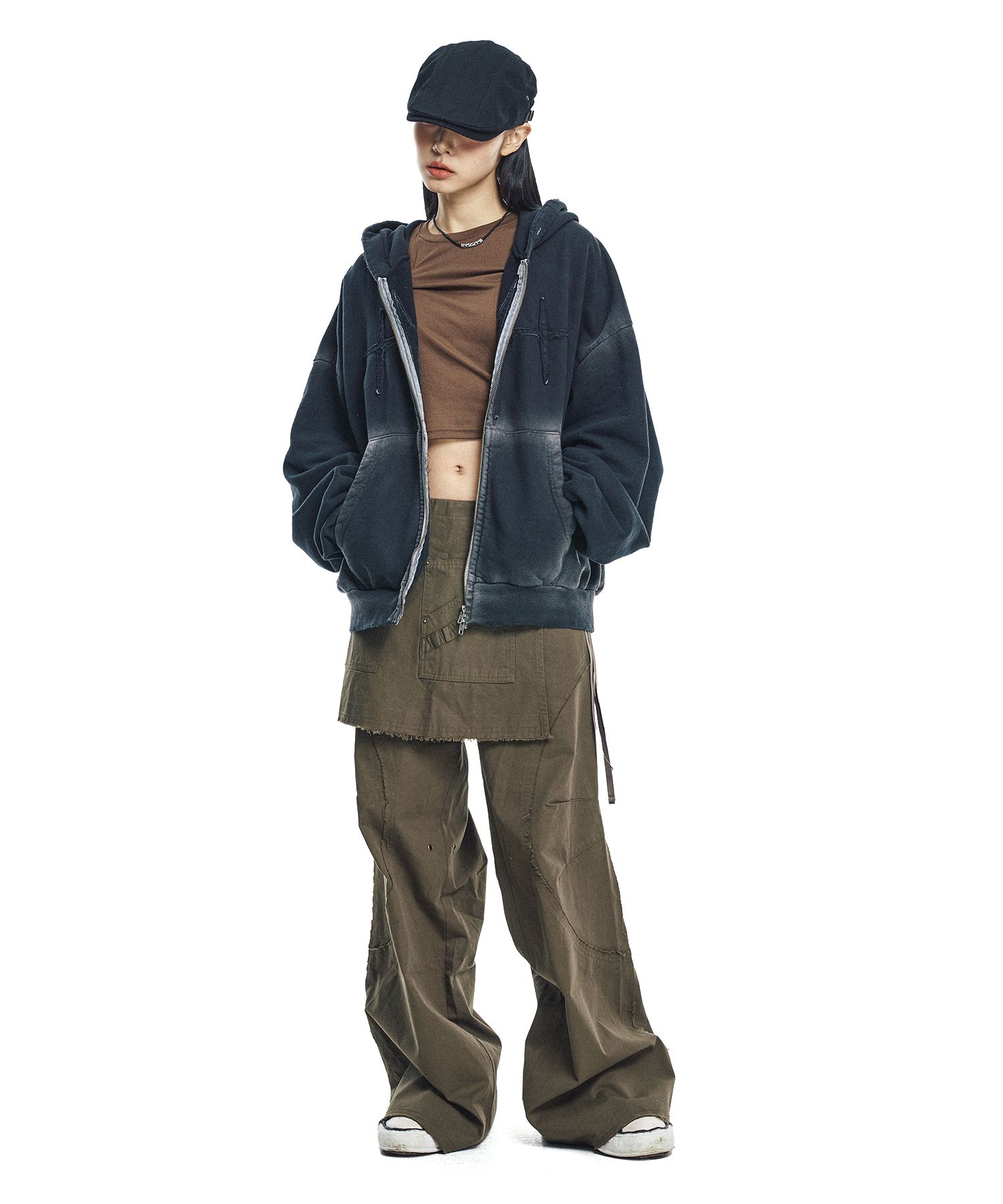 【EASY NO EASY】Washed patch overfit hooded zip-up★男女兼用 MUSINSA | EASY NO EASY Washed Patch Overfit Hooded Zip-Up