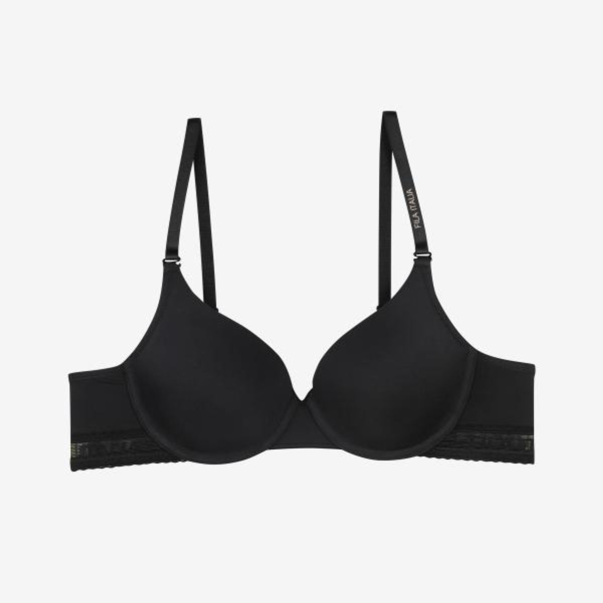 휠라언더웨어(FILA UNDERWEAR) 아웃핏 홀리데이 자카드 로고밴드 브라(FI4BAG1445FBLK)
