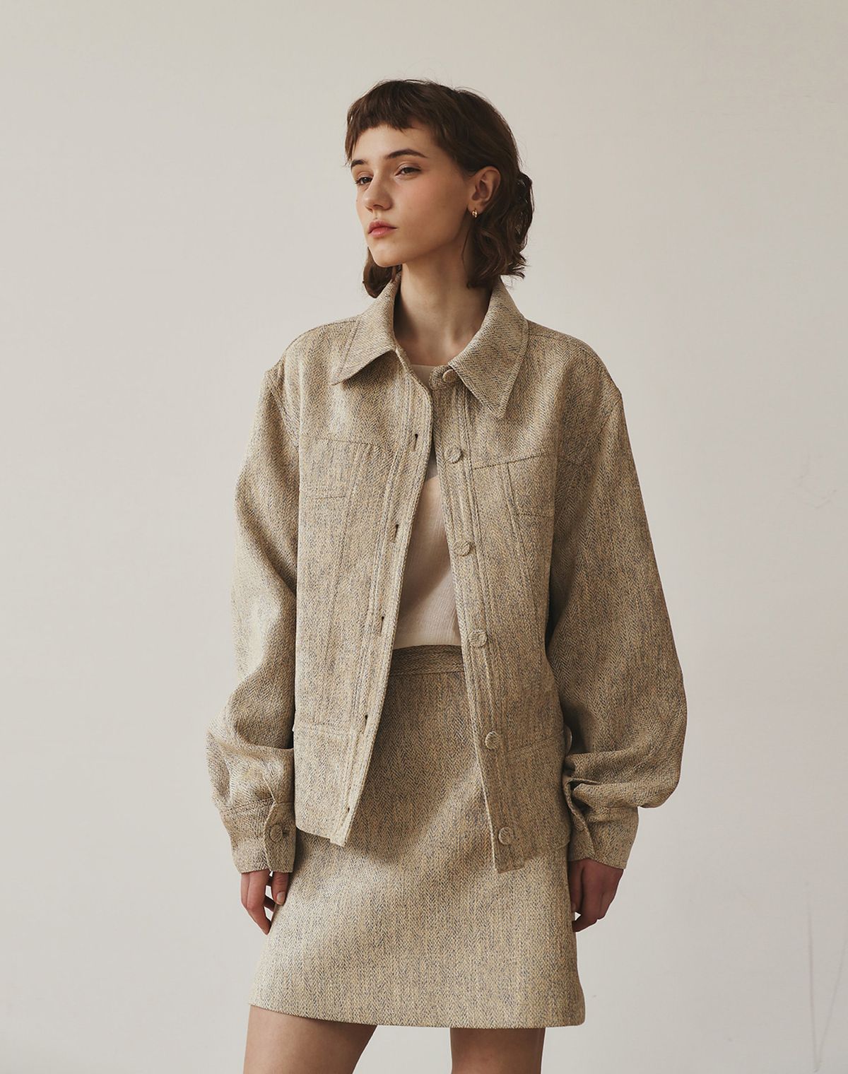 지에마르(GIEMAR) PATTERN JACKET HERRINGBONE