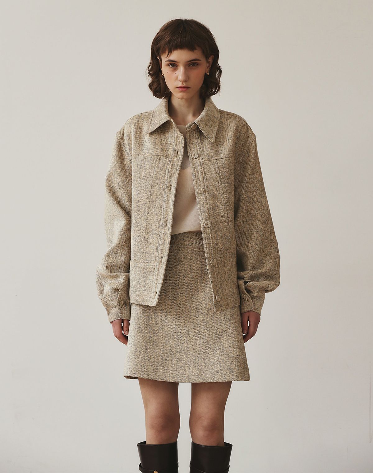 지에마르(GIEMAR) PATTERN JACKET HERRINGBONE