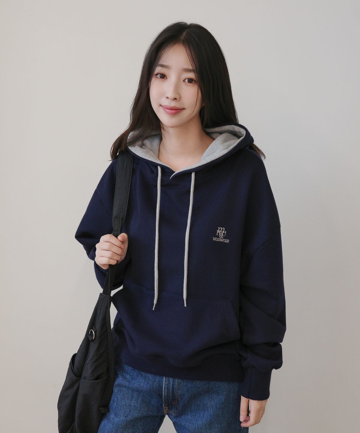 무아무아(MUAHMUAH) [쭈리/기모] 스티치 콤비 후디 [6color]