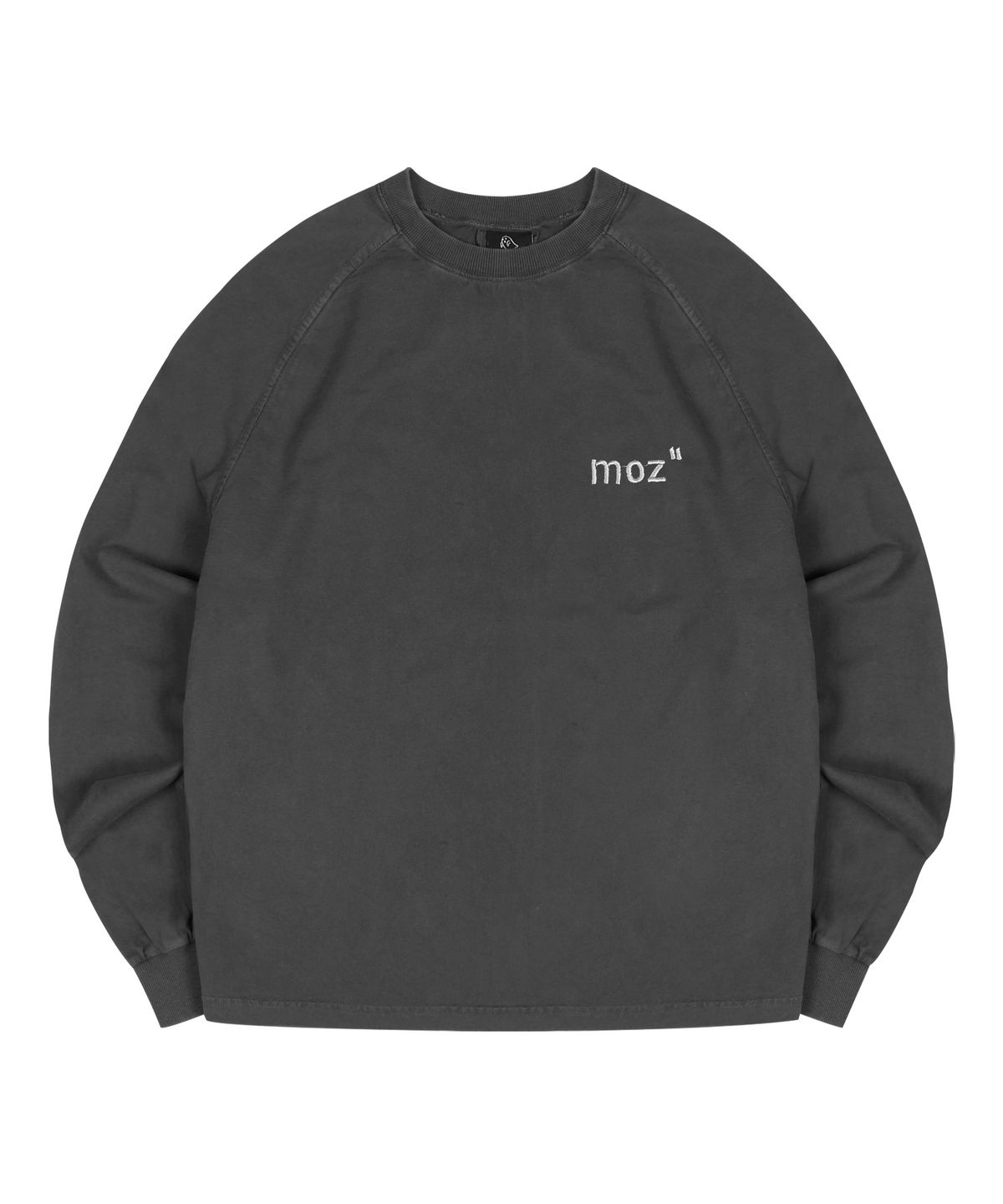 모즈모즈(MOZMOZ) 레글런 피그먼트 컷오프 긴팔티셔츠 챠콜