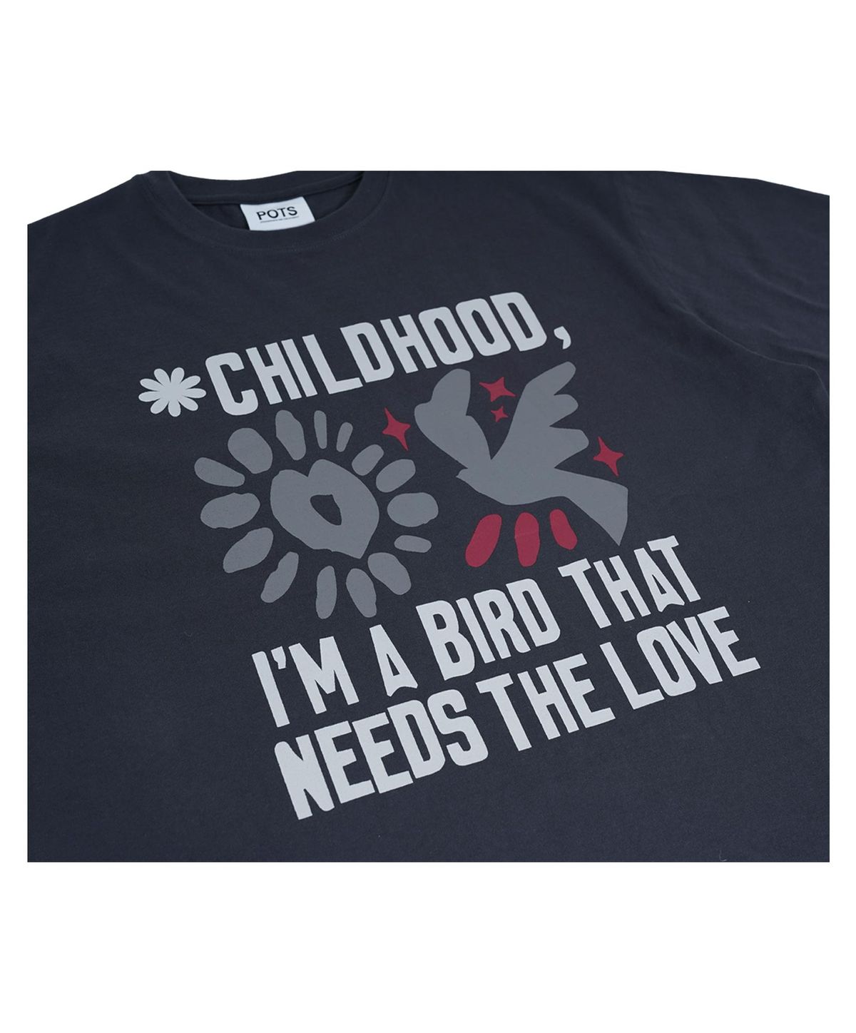 퍼츠(POTS) HEART BIRD TEE [CHACOAL]