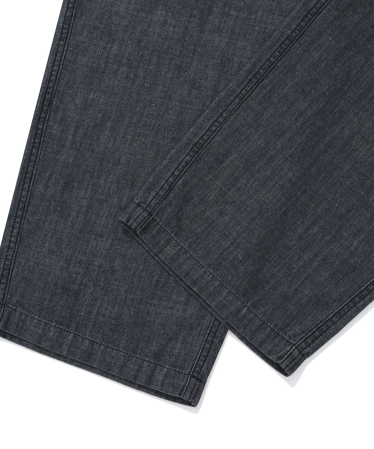 컬럼비아 유니버시티(COLUMBIA UNIVERSITY) SL-LABEL LOOSE-FIT DENIM PINTUCK PANTS 블랙데님