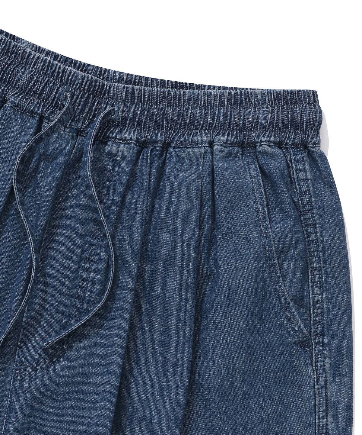 컬럼비아 유니버시티(COLUMBIA UNIVERSITY) SL-LABEL LOOSE-FIT DENIM PINTUCK PANTS 미드나잇데님