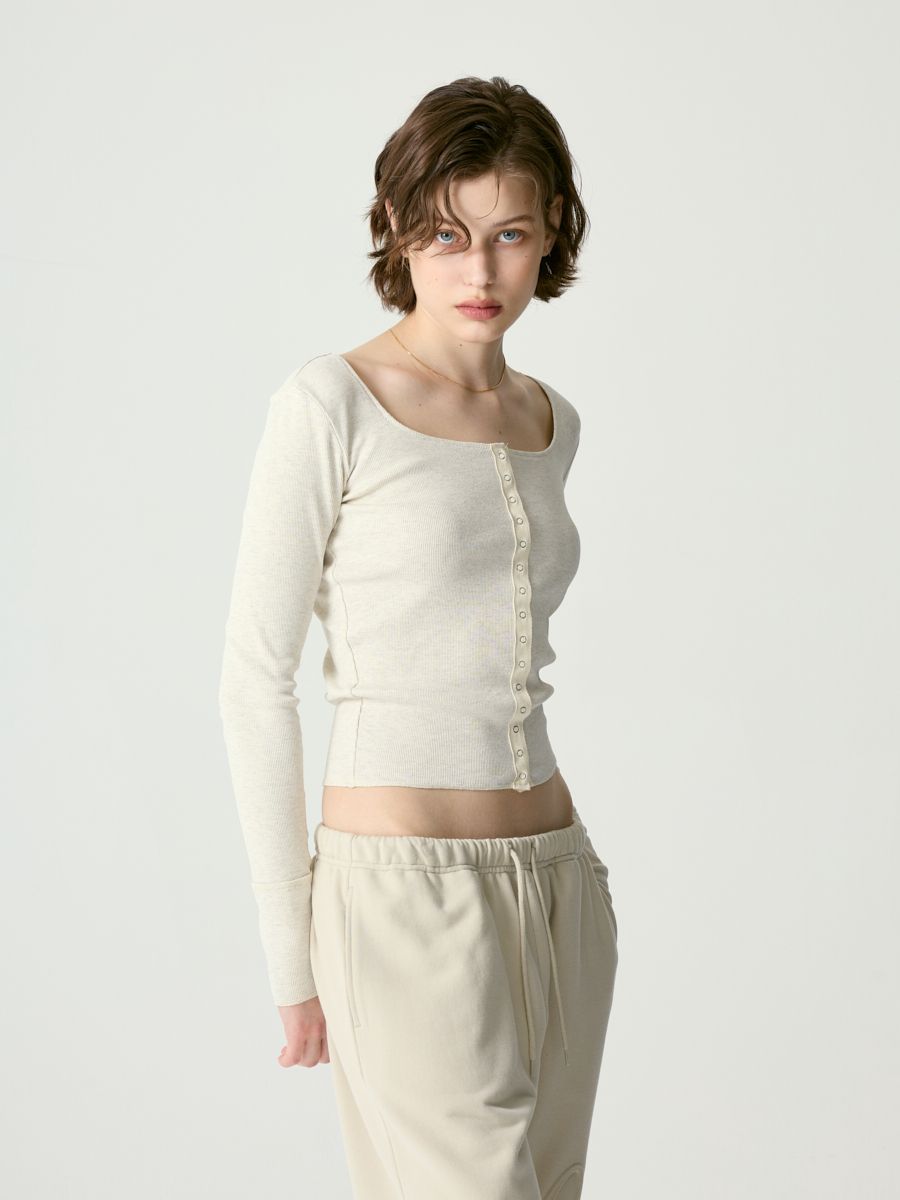 トップス NU NOSTALGIA LONG SLEEVE (MELANGE BEIGE) MUSINSA公式 | GLOWNY NU NOSTALGIA LONG SLEEVE (MELANGE BEIGE)